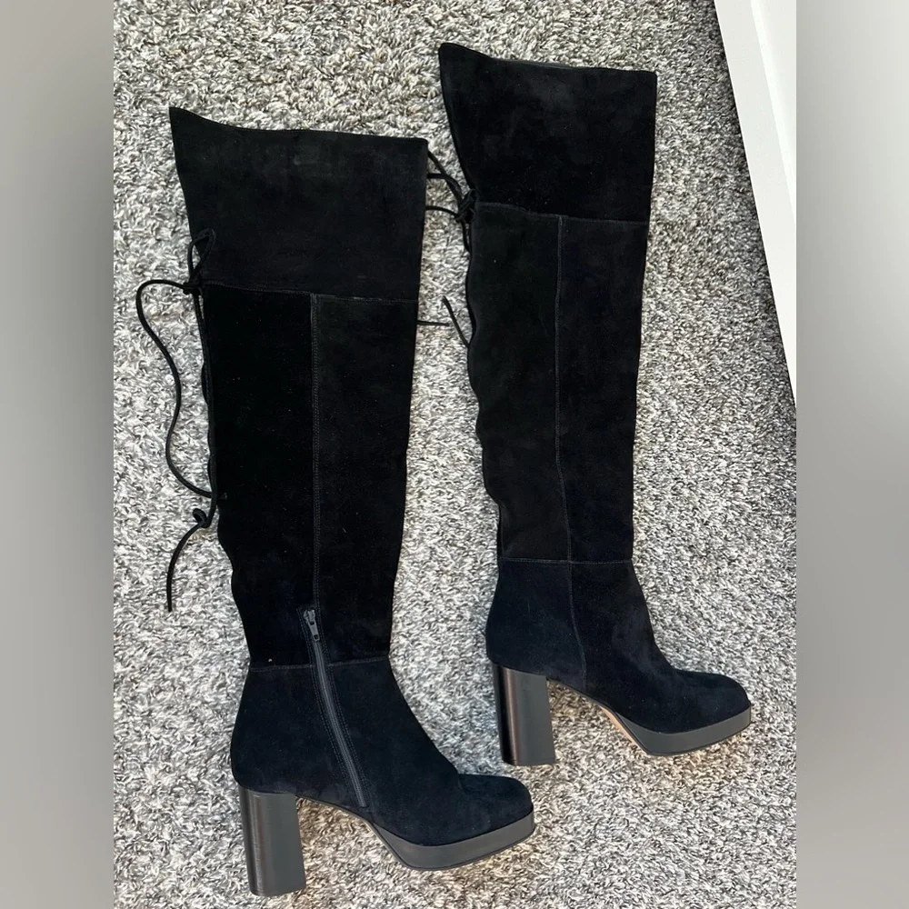 Free People Black Suede NWOT Echo Platform Over The Knee Boot‎ Size 9.5